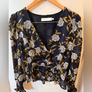 Astr the label size medium blue and yellow blouse